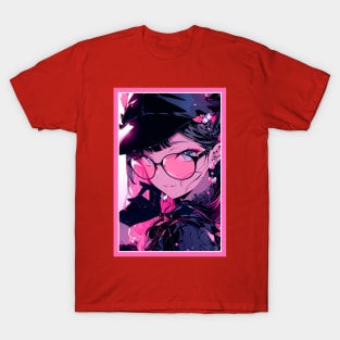 Aesthetic Anime Girl Pink Rosa Black | Quality Aesthetic Anime Design | Premium Chibi Manga Anime Art T-Shirt